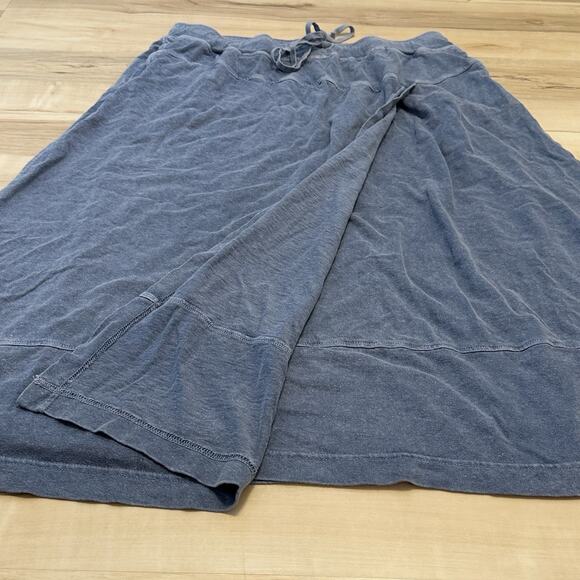 Poetry Women 14 US Wrap Over Skirt Midi Hemp Cotton Drawstring Pockets Blue - Picture 5 of 12